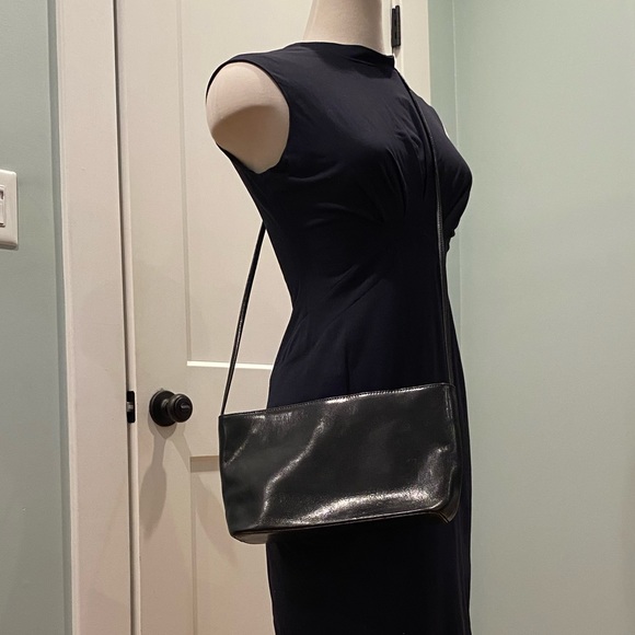 HOBO Shiny Black Leather Crossbody Bag - Picture 2 of 9